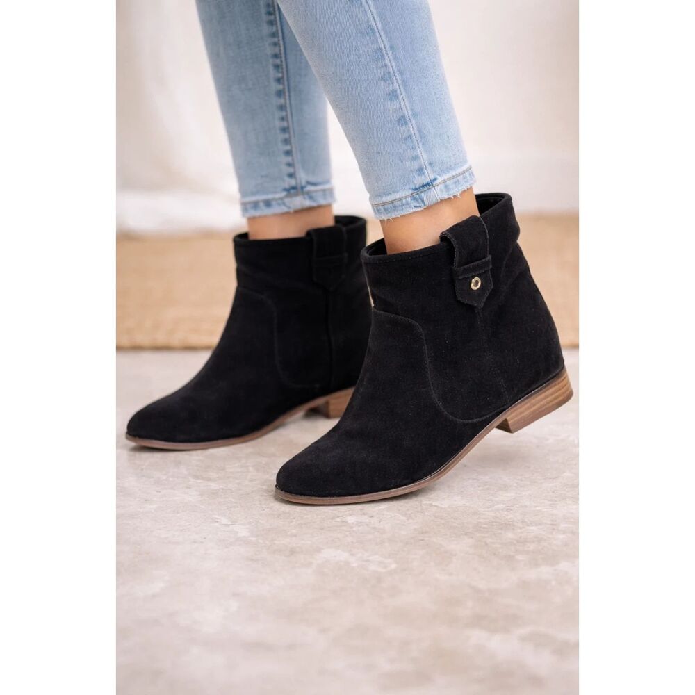 NWOT Cole Haan Grand Series Black Suede Women Hidden Wedge Pull on Bootie 8B